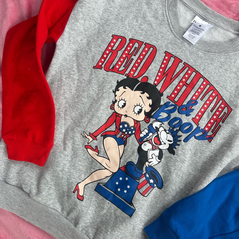 Betty Boop Red and Gray Graphic Sweatshirt